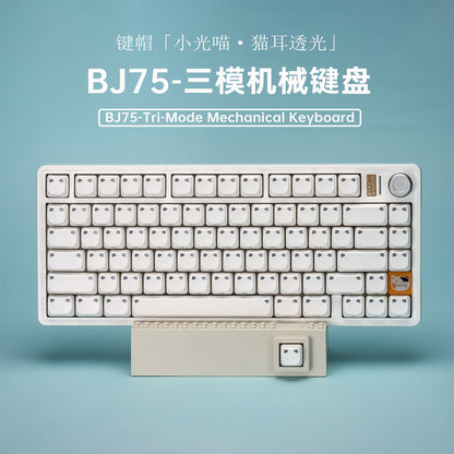BJ75 "Miaomiao Cat Ear" Transparent Gasket Mechanical Keyboard | Triple-Mode