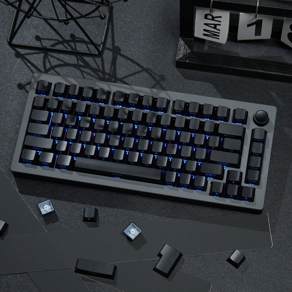 Black Side-engraved Translucent PBT Keycaps