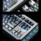 Crimson Peach & Ink Frost Gradient Carbon Fiber Mechanical Keyboard Keycaps — Cherry Profile
