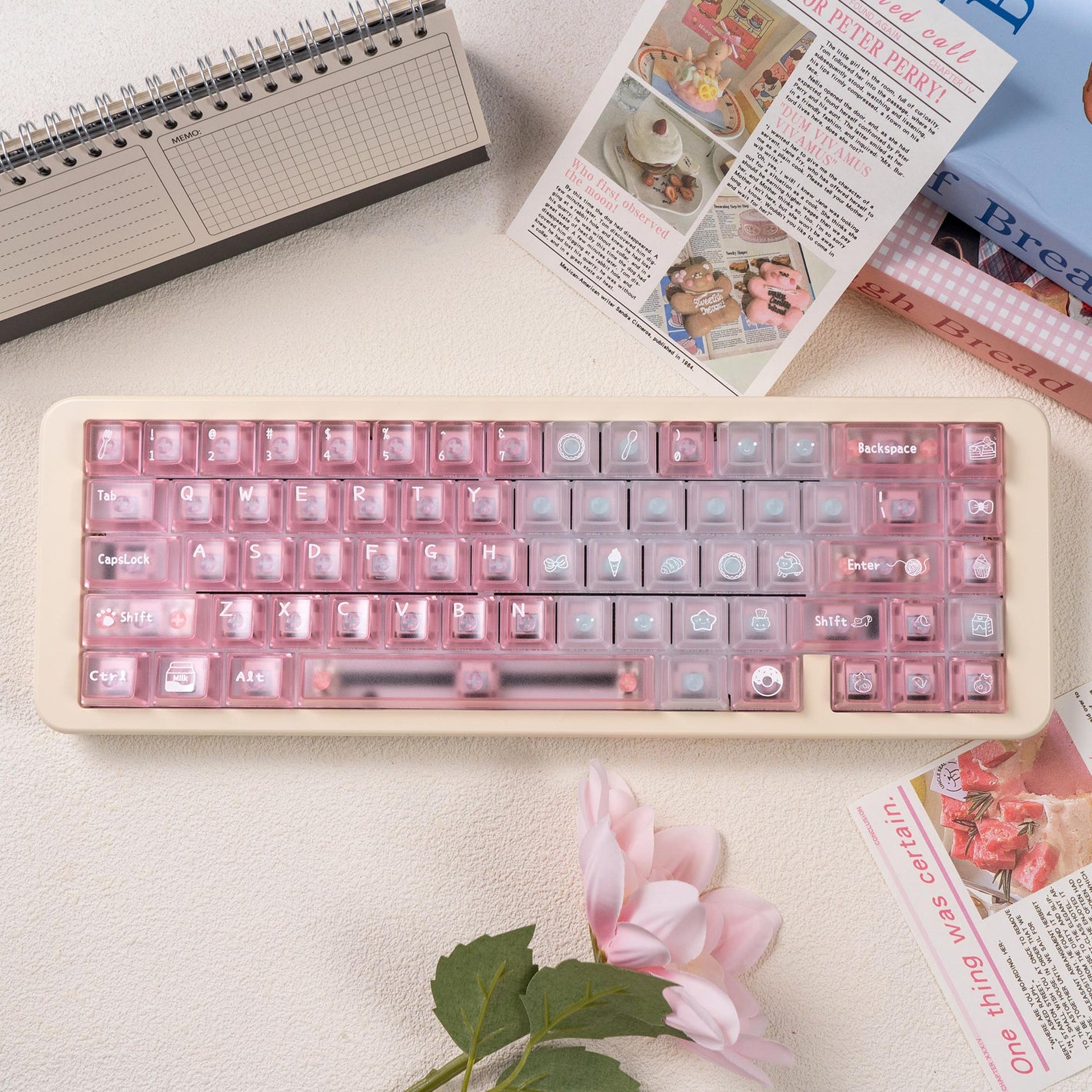 Meow Café Blue/Pink Frosted Keycaps