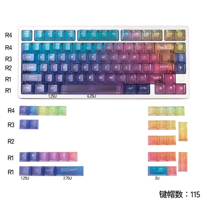 Rainbow PC Frosted Keycaps