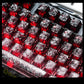 Crimson Peach & Ink Frost Gradient Carbon Fiber Mechanical Keyboard Keycaps — Cherry Profile