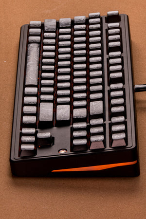 Black/Silver Feather Relief Feather Pattern Side-Marked Keycaps