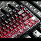 Crimson Peach & Ink Frost Gradient Carbon Fiber Mechanical Keyboard Keycaps — Cherry Profile