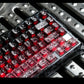 Crimson Peach & Ink Frost Gradient Carbon Fiber Mechanical Keyboard Keycaps — Cherry Profile