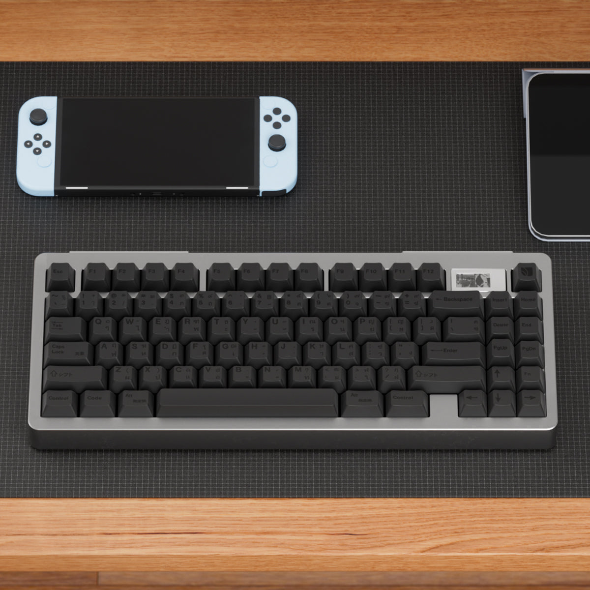 Black Thai Keycaps with Engraved Characters