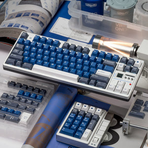 Translucent Samurai Blue Full Mechanical Keyboard Keycap Set — Cherry Profile ABS + PC Doubleshot