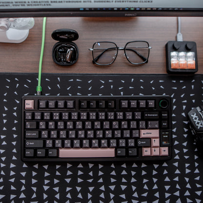 Night Cherry Pink Semi-Transparent Keyboard Keycaps, Magnetic Switch, Two-Color PBT+PC