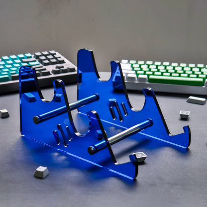 3-Tier Acrylic Keyboard Display Stand — Transparent Blue / Black