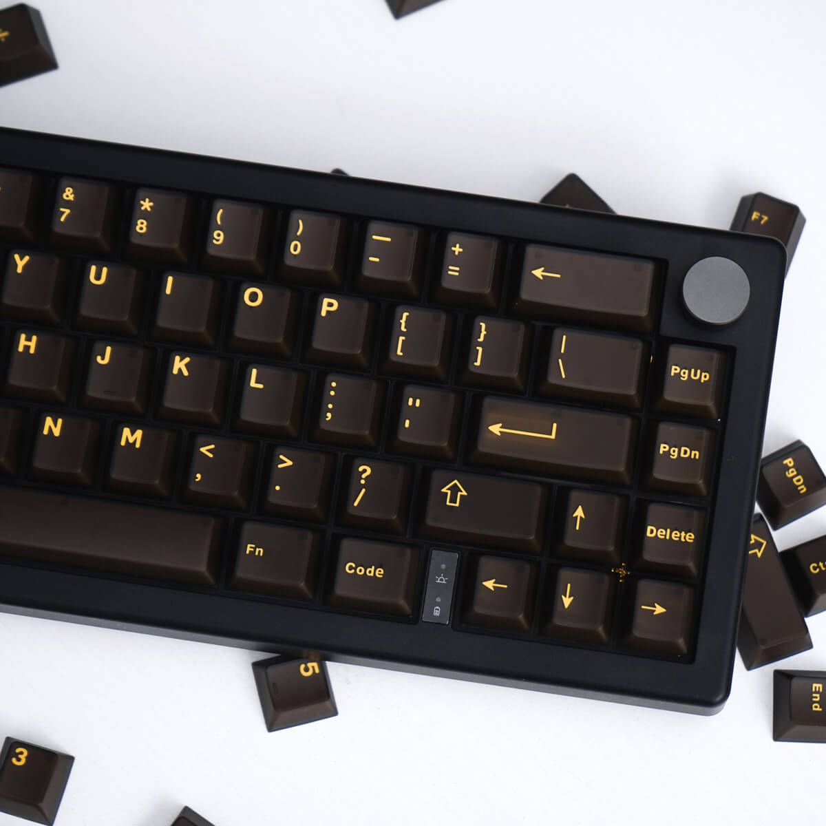 Half Translucent Black Golden Keycap