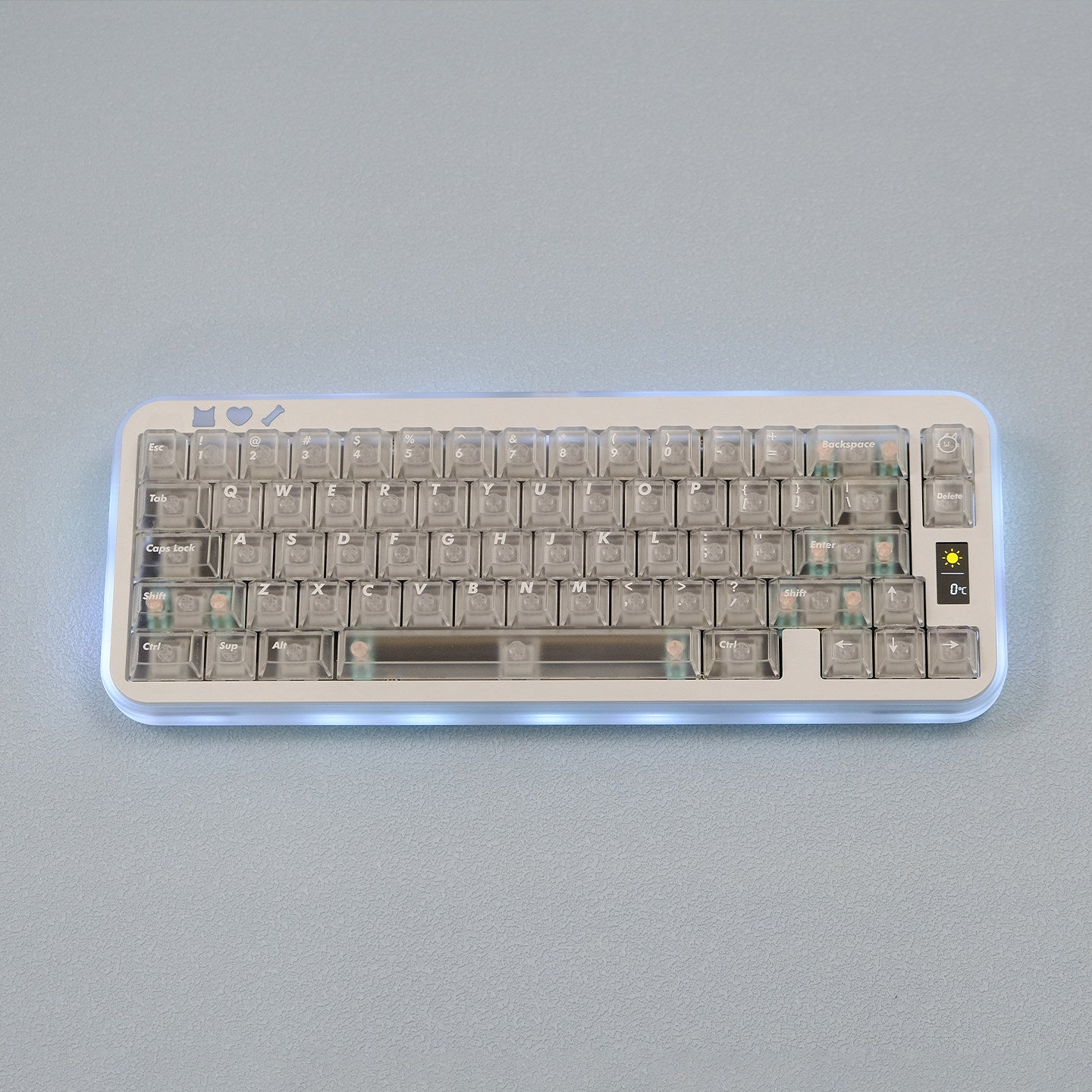 Premium Frosted Clear Fog White PC Keycap Set | Cherry Profile