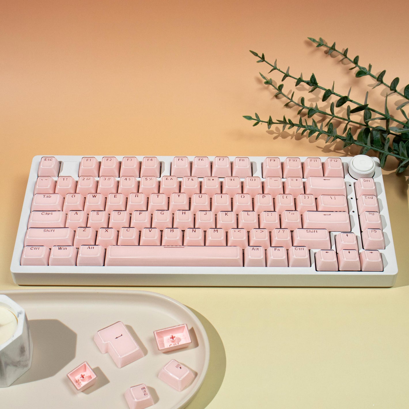 MDA Profile Crystal Pink/White/Blue Translucent Jelly Pudding ABS Keycaps