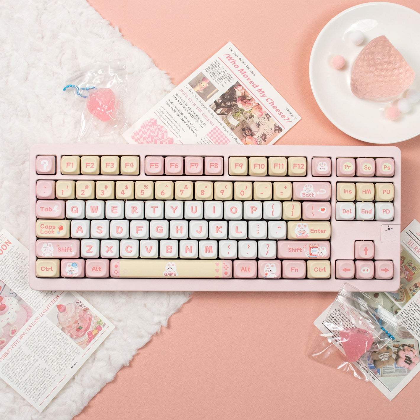Rabbit Pig Pink PBT Keycaps