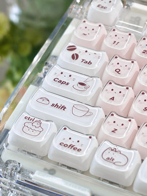 MAO "Coffee Cat" Premium Two-Tone Crystal Keycap Set