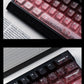 Crimson Peach & Ink Frost Gradient Carbon Fiber Mechanical Keyboard Keycaps — Cherry Profile