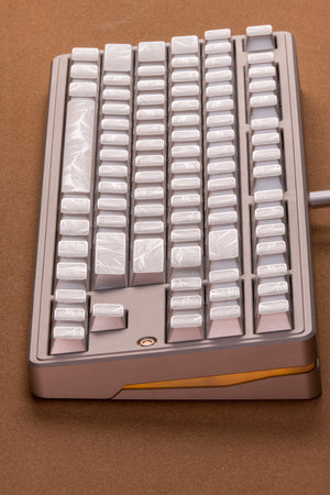Black/Silver Feather Relief Feather Pattern Side-Marked Keycaps
