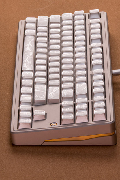 Black/Silver Feather Relief Feather Pattern Side-Marked Keycaps