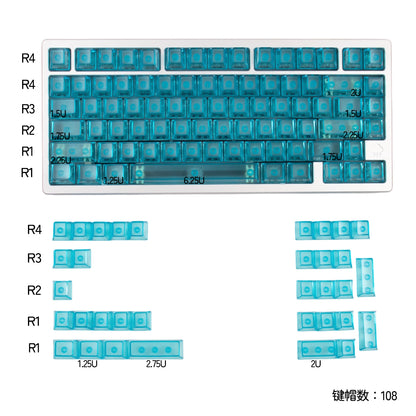 White/Red/Pink/Purple/Green Unmarked Top Frosted Transparent Keycaps