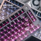 Crimson Peach & Ink Frost Gradient Carbon Fiber Mechanical Keyboard Keycaps — Cherry Profile