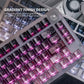 Crimson Peach & Ink Frost Gradient Carbon Fiber Mechanical Keyboard Keycaps — Cherry Profile