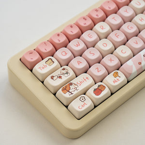 Autumn Puppy Keycap Set — MOA Profile Pink & Cream