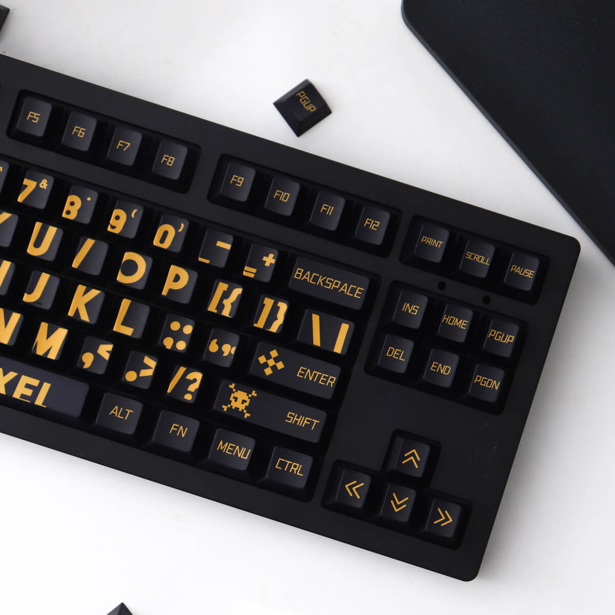 Large Key Caps Black Gold Big Font Keycap