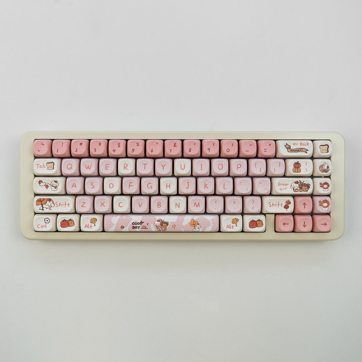 Autumn Puppy Keycap Set — MOA Profile Pink & Cream