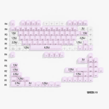 White/Purple/Blue/Gray Crystal Jelly Side-Print Semi-Translucent Keycaps
