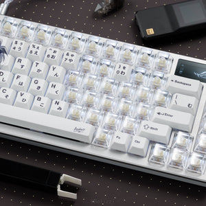 Asuka Chaotic Lines Edition Mechanical Keyboard Keycaps — Cherry Profile | Black Standard Legends + White Transparent PC Novelty Set