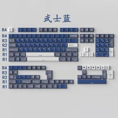 Translucent Samurai Blue Full Mechanical Keyboard Keycap Set — Cherry Profile ABS + PC Doubleshot