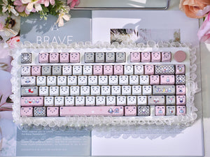 MAO "Miffy Rabbit" Premium Grey Pink Side-Carved Keycap Set