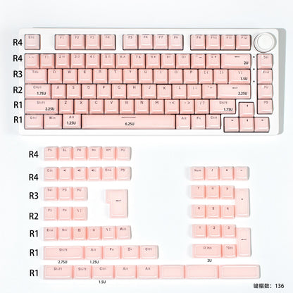 MDA Profile Crystal Pink/White/Blue Translucent Jelly Pudding ABS Keycaps
