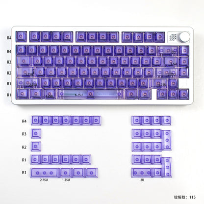 White/Red/Pink/Purple/Green Unmarked Top Frosted Transparent Keycaps