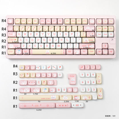 Rabbit Pig Pink PBT Keycaps