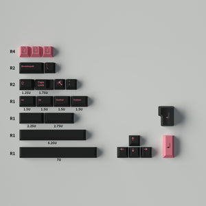 PBT Black Pink Punk Japanese Keycaps
