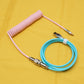 Pink Cyan Coiled Type C USB keyboard Data Cable