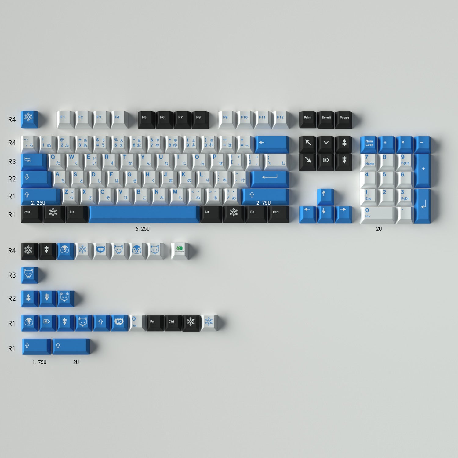 MaxCustom Arctic Light PBT Double-shot Keycaps Set